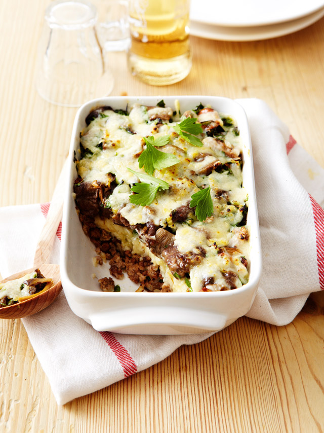 Parmentier al forno con funghi e Le Gruyère DOP