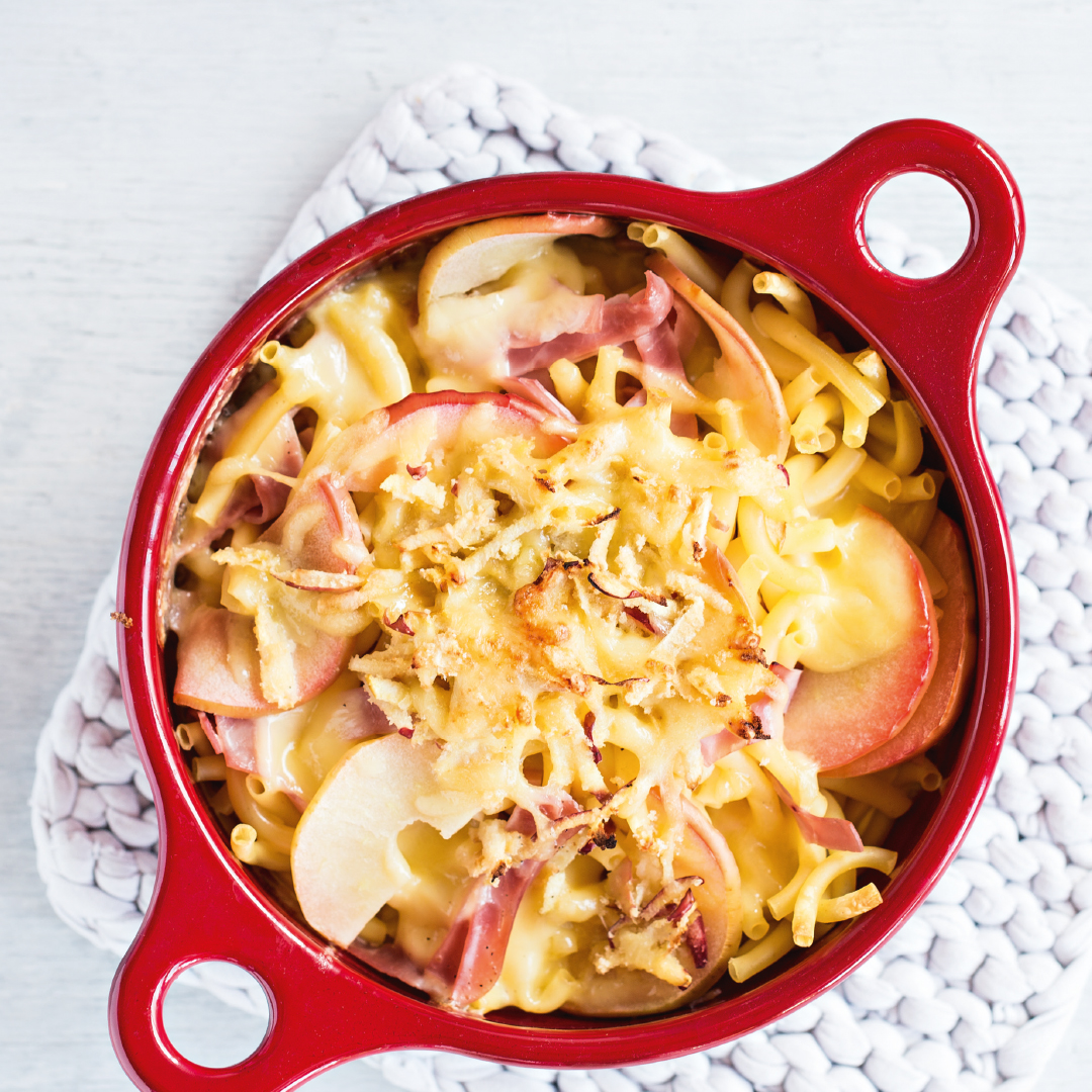 Gratin di maccheroni e Streusel di Tilsiter