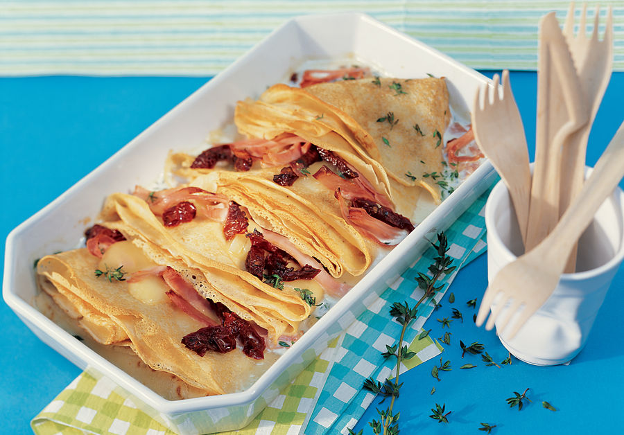 Crespelle gratinate al prosciutto e formaggio