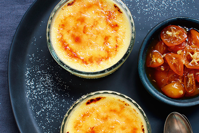 Crème brûlée con Tomme Vaudoise e kumquat